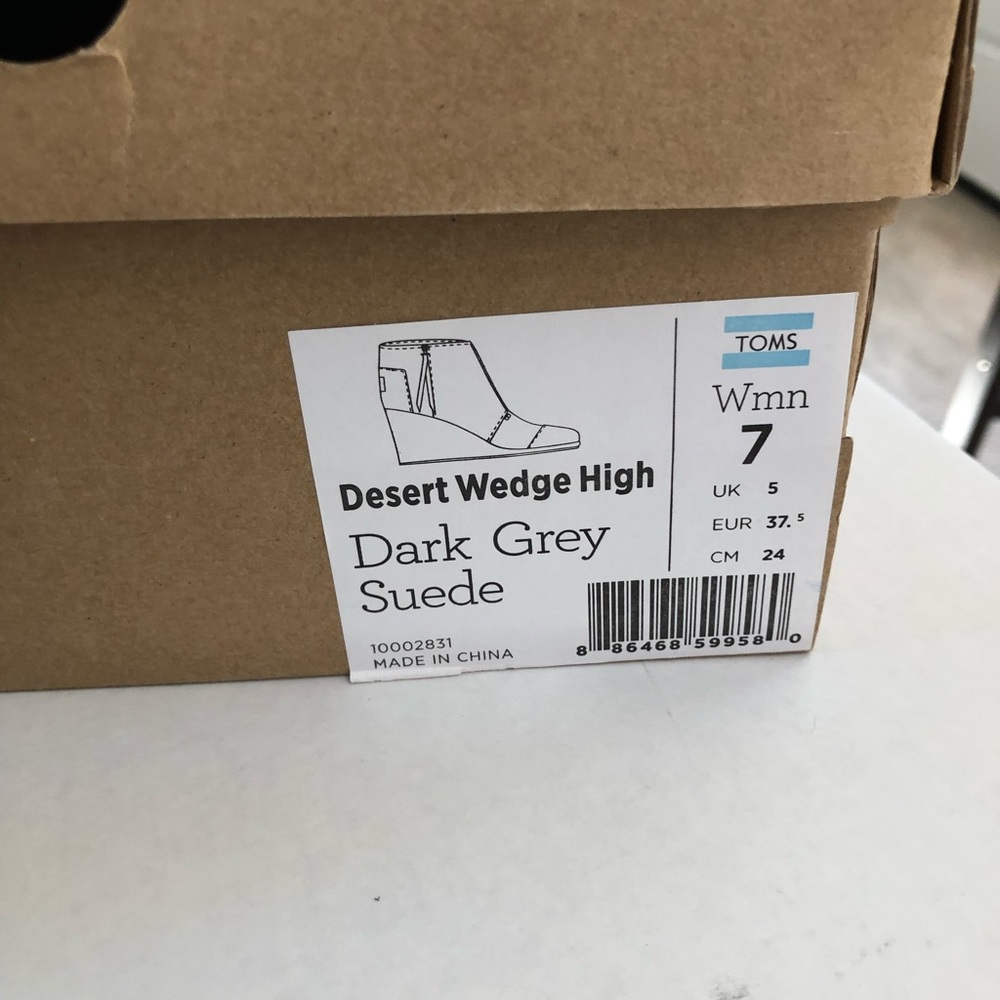 Toms Desert Wedge High Dark Grey Suede - Picture 7 of 9